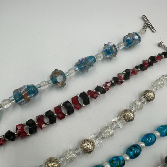 Bracelet Lot Glass Beads Toggle Clasp Mixed Styles Lampwork Boho Artsy Set of 7 - Picture 5 of 16
